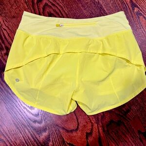 Lululemon Highlighter Yellow Lined Athletic Shorts Speed Up